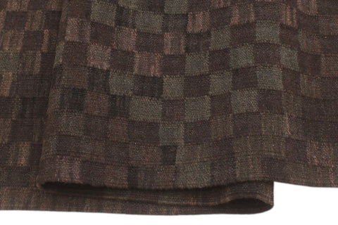 handmade Modern Kilim Brown Green Hand-Woven RECTANGLE 100% WOOL area rug 6' x 8'