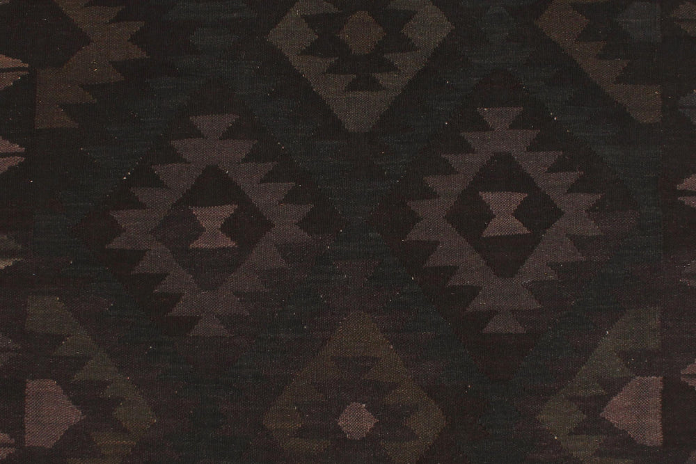 handmade Modern Kilim Black Blue Hand-Woven RECTANGLE 100% WOOL area rug 5' x 7'