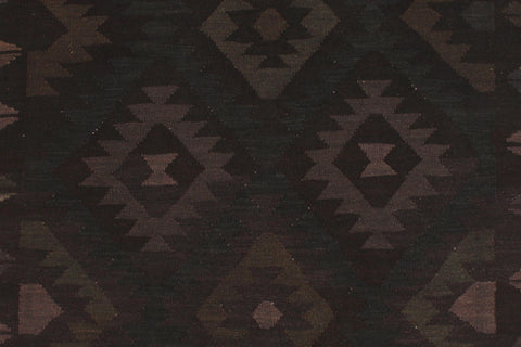 handmade Modern Kilim Black Blue Hand-Woven RECTANGLE 100% WOOL area rug 5' x 7'
