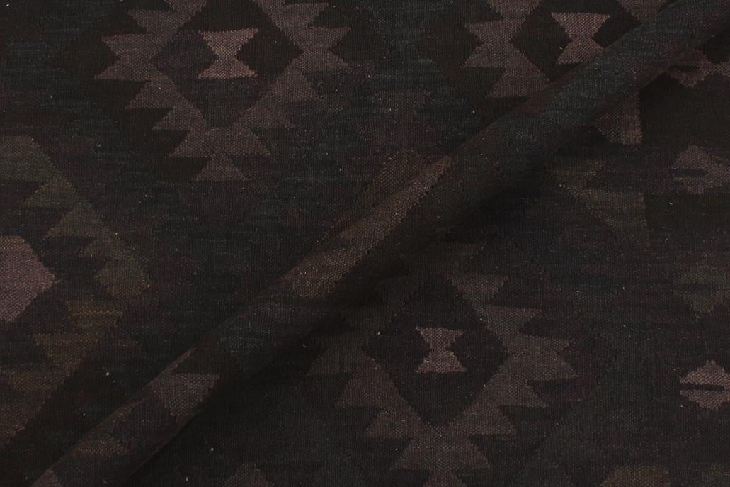 Flat Weave Kilim Antique Navaho Vintage handmade Geometric Kilim Black Blue Hand-Woven Rectangle 100% Wool Area Rug 5x7 