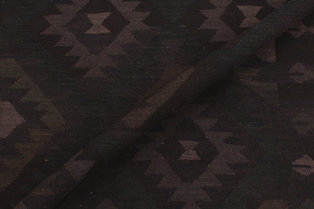 handmade Modern Kilim Black Blue Hand-Woven RECTANGLE 100% WOOL area rug 5' x 7'
