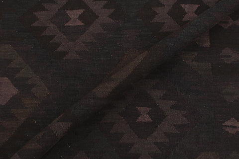 handmade Modern Kilim Black Blue Hand-Woven RECTANGLE 100% WOOL area rug 5' x 7'
