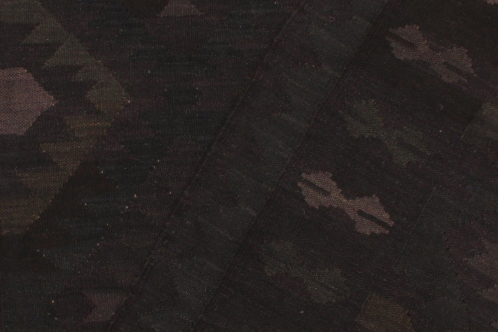 handmade Modern Kilim Black Blue Hand-Woven RECTANGLE 100% WOOL area rug 5' x 7'