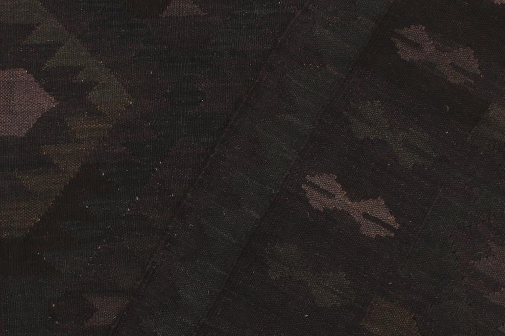 Flat Weave Kilim Antique Navaho Vintage handmade Geometric Kilim Black Blue Hand-Woven Rectangle 100% Wool Area Rug 5x7 