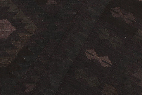handmade Modern Kilim Black Blue Hand-Woven RECTANGLE 100% WOOL area rug 5' x 7'
