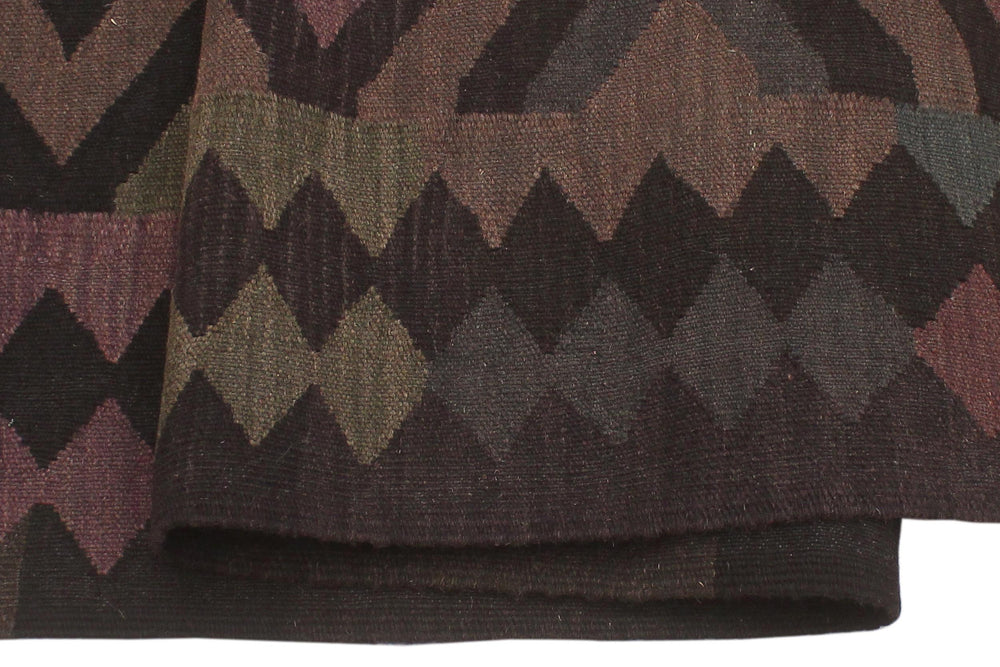 handmade Modern Kilim Black Blue Hand-Woven RECTANGLE 100% WOOL area rug 5' x 8'