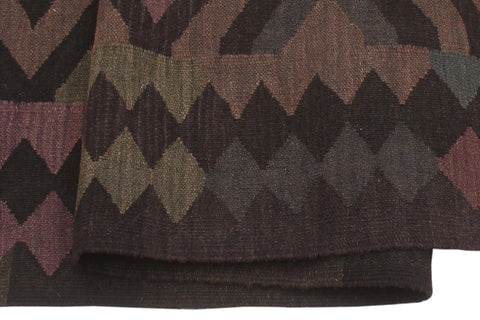 handmade Modern Kilim Black Blue Hand-Woven RECTANGLE 100% WOOL area rug 5' x 8'