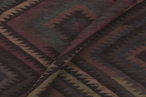 handmade Modern Kilim Black Green Hand-Woven RECTANGLE 100% WOOL area rug 5' x 8'