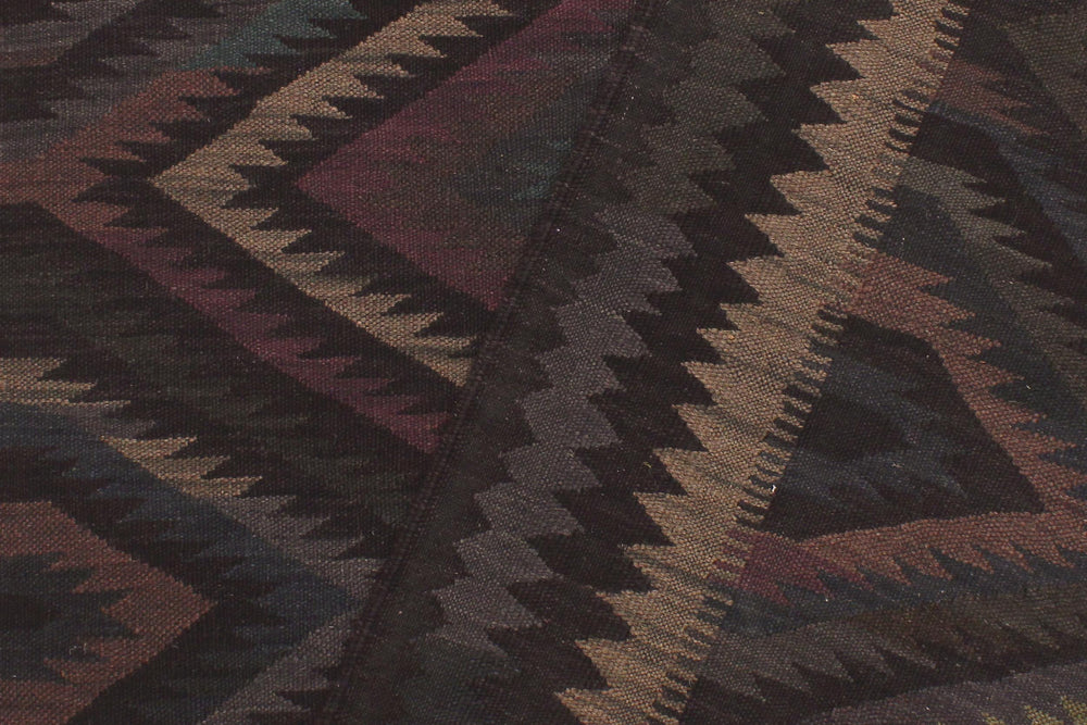 handmade Modern Kilim Black Green Hand-Woven RECTANGLE 100% WOOL area rug 5' x 8'