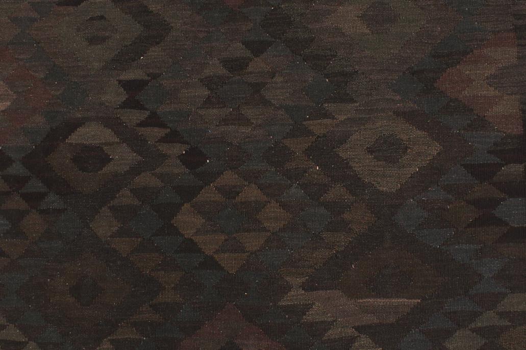 Flat Weave Kilim Antique Navaho Vintage handmade Geometric Kilim Black Brown Hand-Woven Rectangle 100% Wool Area Rug 6x8 