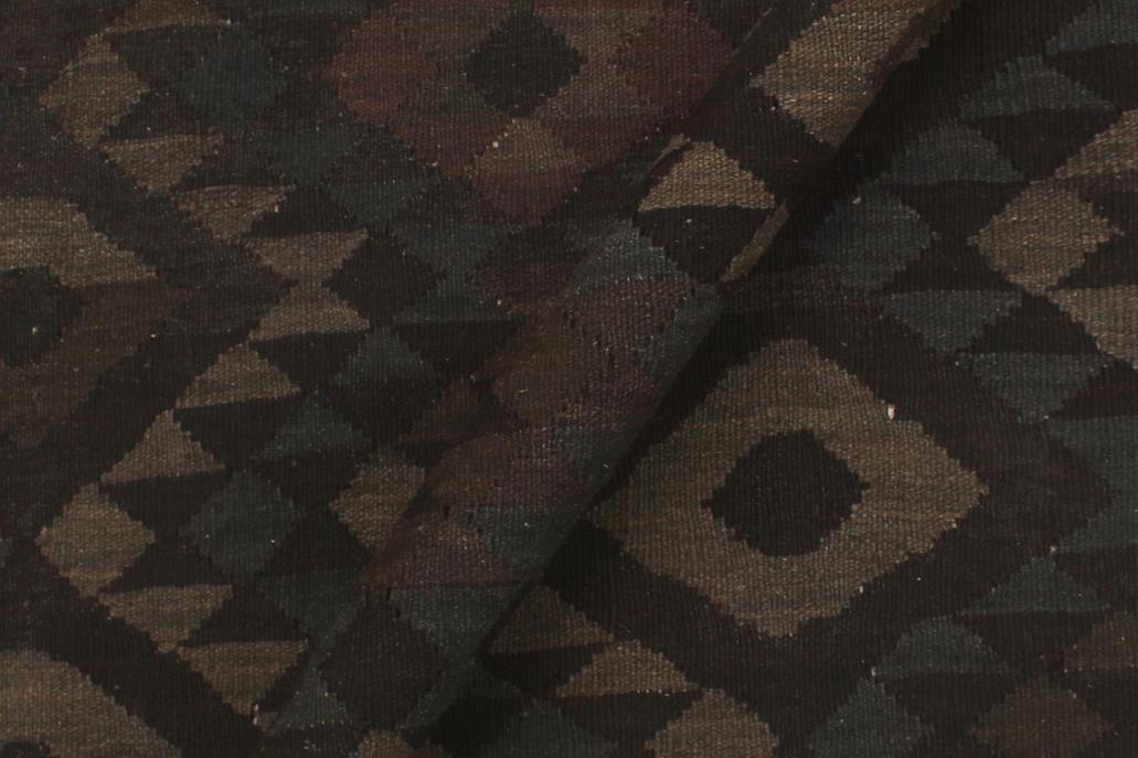 Flat Weave Kilim Antique Navaho Vintage handmade Geometric Kilim Black Brown Hand-Woven Rectangle 100% Wool Area Rug 6x8 