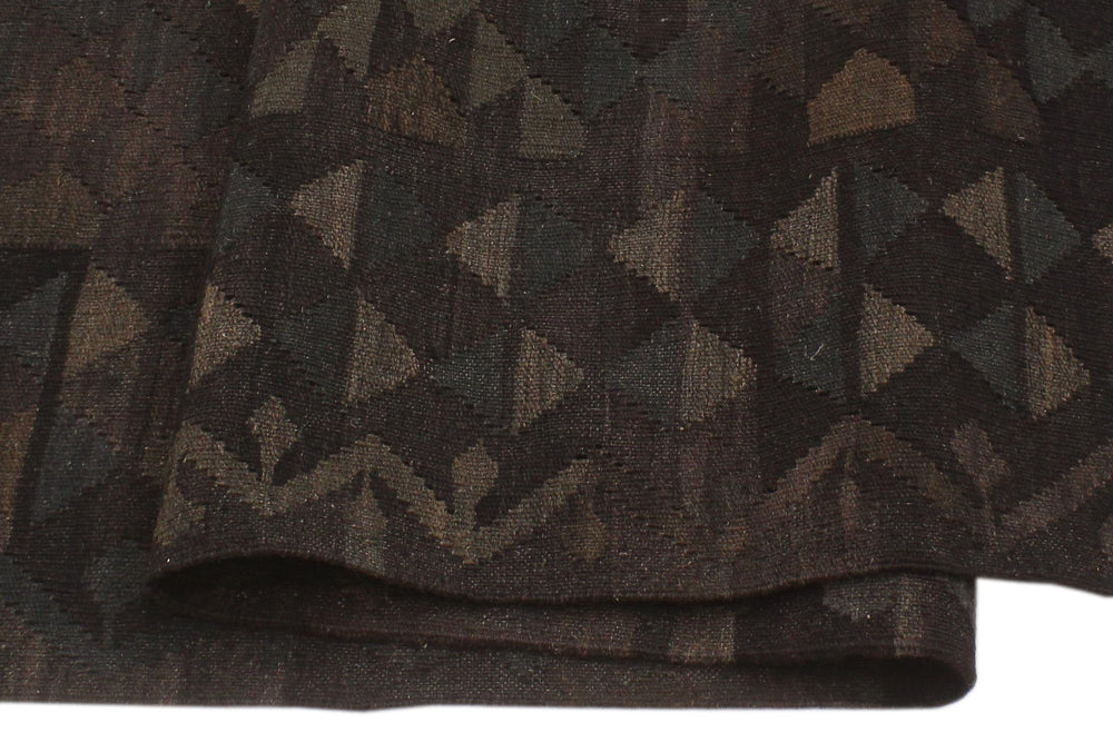 handmade Modern Kilim Black Brown Hand-Woven RECTANGLE 100% WOOL area rug 6' x 8'