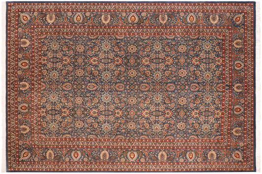 handmade Transitional New Asif Blue Red Hand Knotted RECTANGLE 100% WOOL area rug 10x14