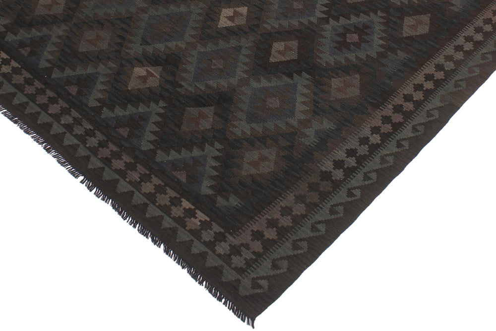 handmade Modern Kilim Blue Brown Hand-Woven RECTANGLE 100% WOOL area rug 6' x 10'