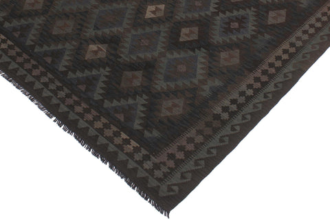 handmade Modern Kilim Blue Brown Hand-Woven RECTANGLE 100% WOOL area rug 6' x 10'