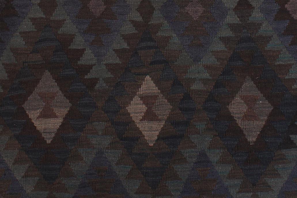Flat Weave Kilim Antique Navaho Vintage handmade Geometric Kilim Blue Brown Hand-Woven Rectangle 100% Wool Area Rug 6x10 