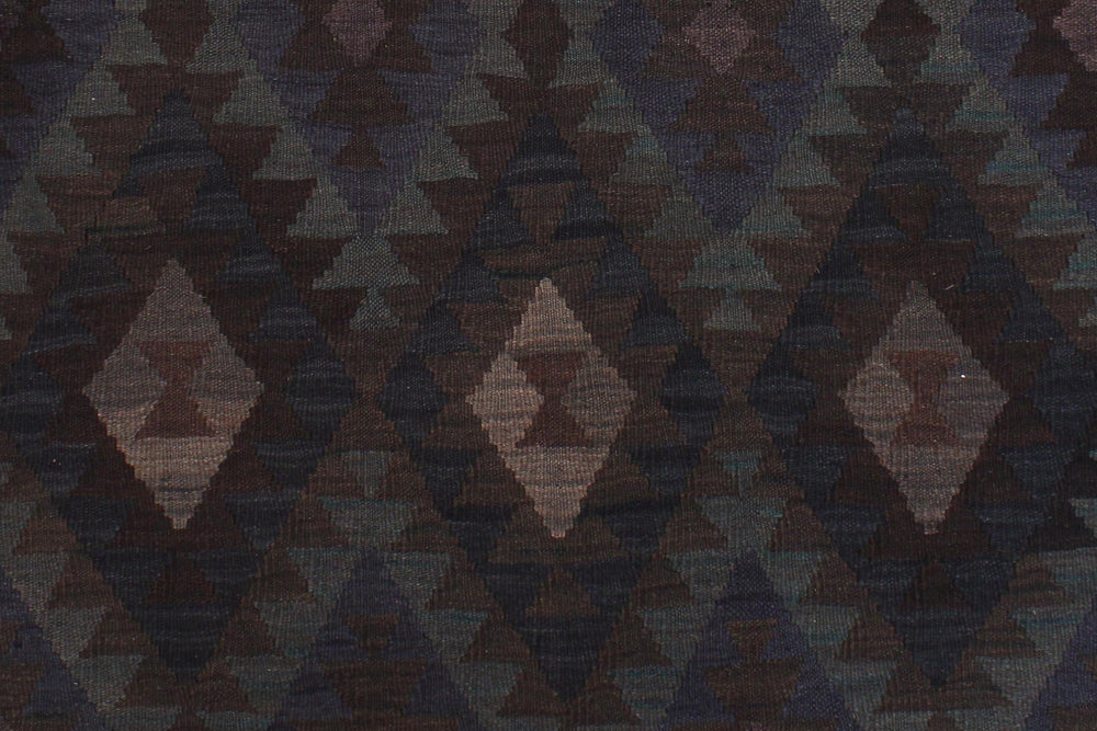 handmade Modern Kilim Blue Brown Hand-Woven RECTANGLE 100% WOOL area rug 6' x 10'