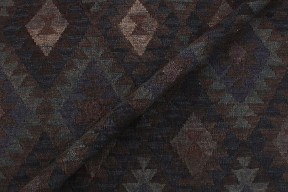 handmade Modern Kilim Blue Brown Hand-Woven RECTANGLE 100% WOOL area rug 6' x 10'