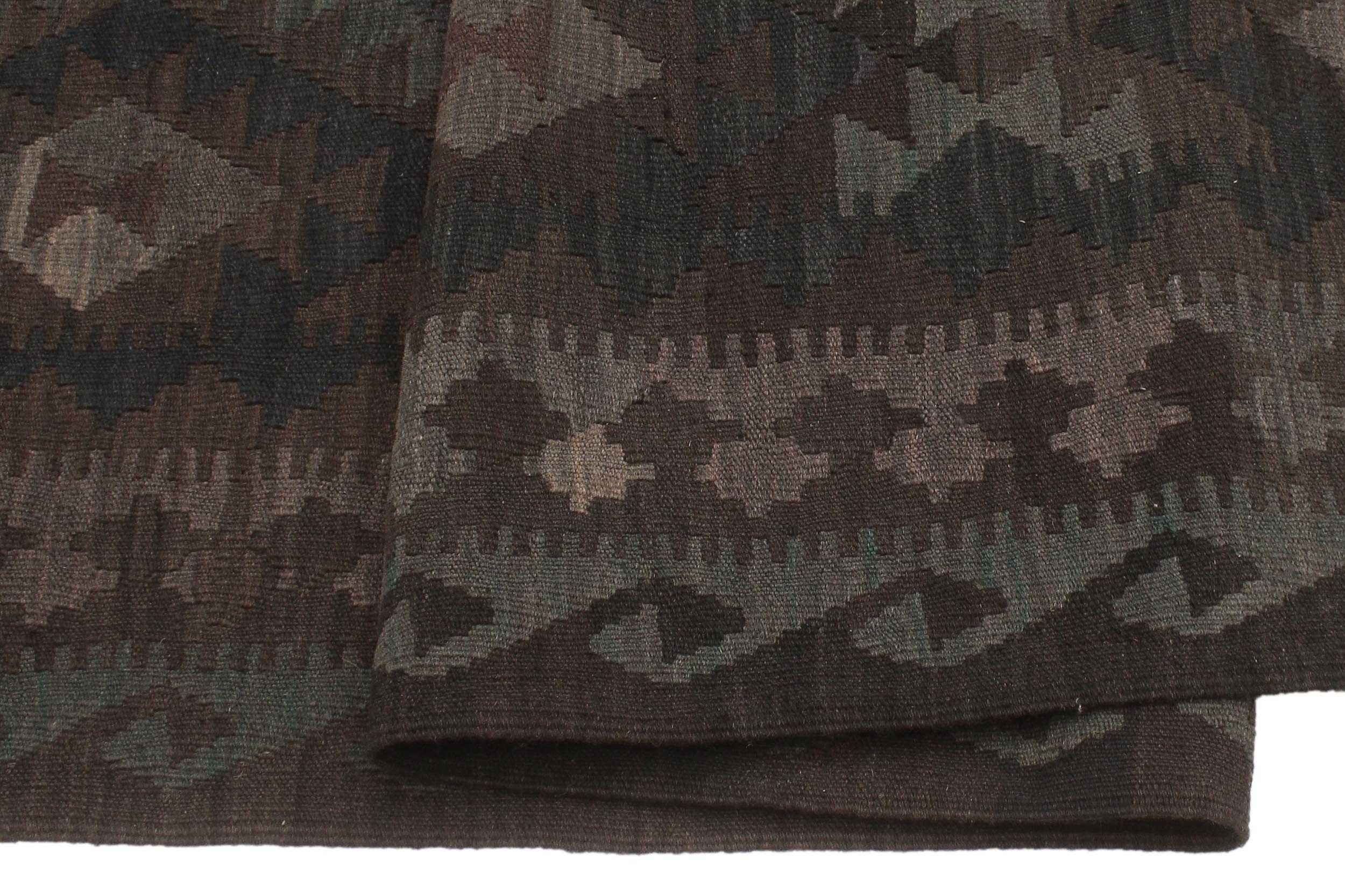 handmade Modern Kilim Blue Brown Hand-Woven RECTANGLE 100% WOOL area rug 6' x 10'