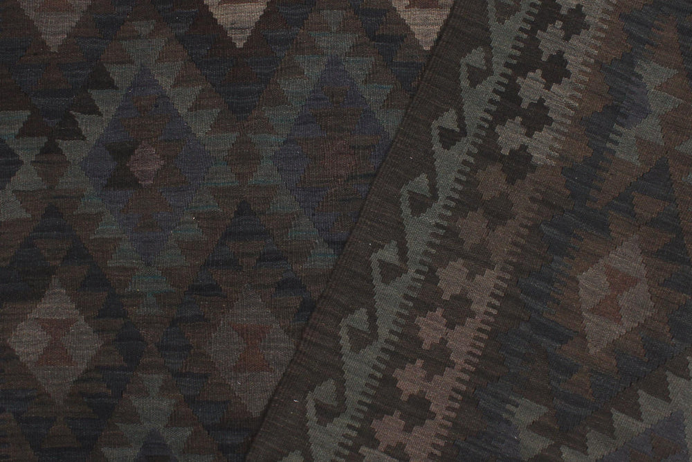 handmade Modern Kilim Blue Brown Hand-Woven RECTANGLE 100% WOOL area rug 6' x 10'