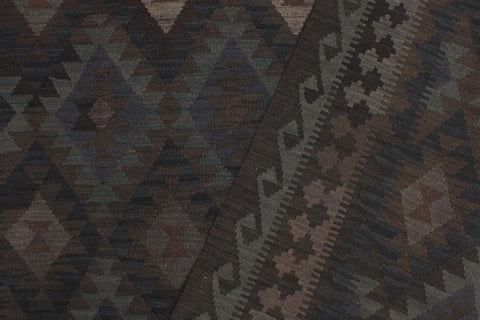handmade Modern Kilim Blue Brown Hand-Woven RECTANGLE 100% WOOL area rug 6' x 10'