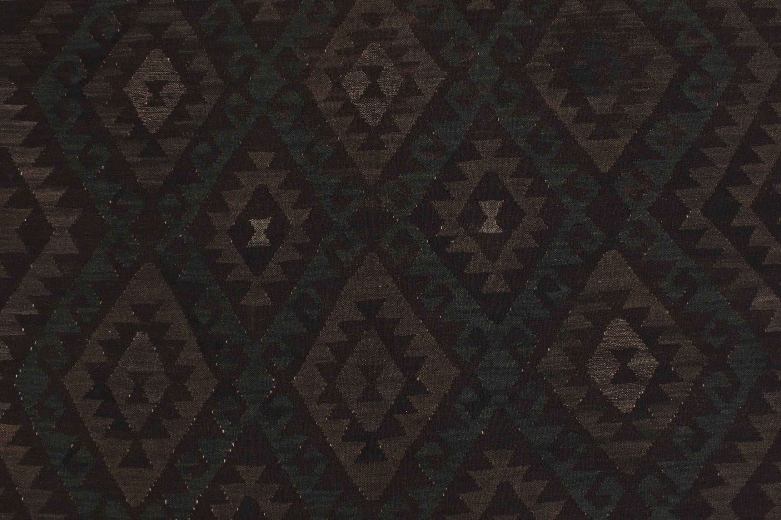 handmade Modern Kilim Black Green Hand-Woven RECTANGLE 100% WOOL area rug 6' x 7'