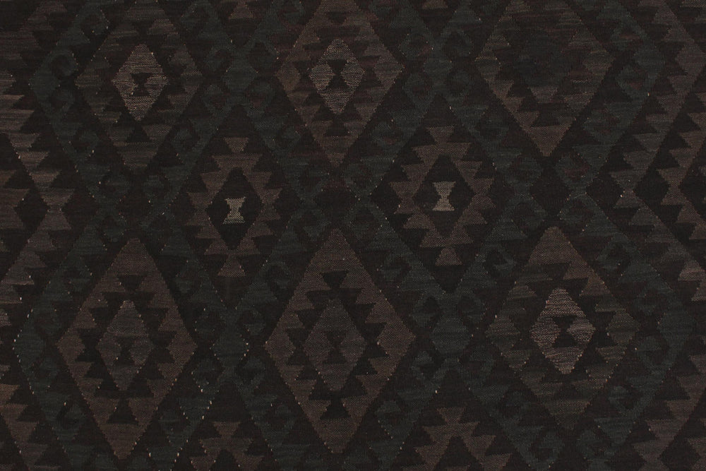 handmade Modern Kilim Black Green Hand-Woven RECTANGLE 100% WOOL area rug 6' x 7'