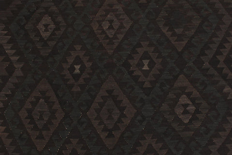 handmade Modern Kilim Black Green Hand-Woven RECTANGLE 100% WOOL area rug 6' x 7'