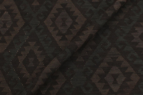 handmade Modern Kilim Black Green Hand-Woven RECTANGLE 100% WOOL area rug 6' x 7'