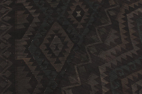 handmade Modern Kilim Black Green Hand-Woven RECTANGLE 100% WOOL area rug 6' x 7'