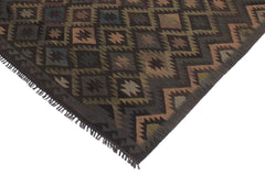 handmade Modern Kilim Black Blue Hand-Woven RECTANGLE 100% WOOL area rug 6' x 10'