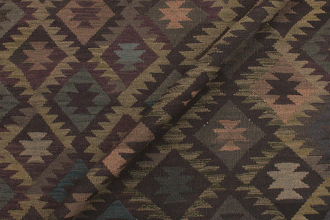 handmade Modern Kilim Black Blue Hand-Woven RECTANGLE 100% WOOL area rug 6' x 10'