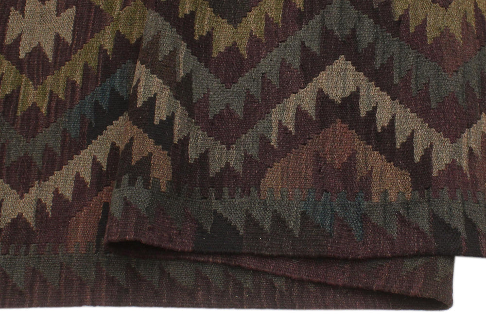 handmade Modern Kilim Black Blue Hand-Woven RECTANGLE 100% WOOL area rug 6' x 10'