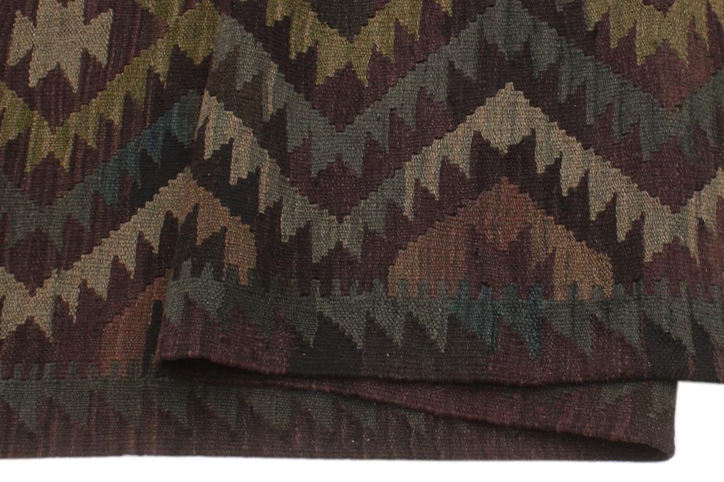 Flat Weave Kilim Antique Navaho Vintage handmade Geometric Kilim Black Blue Hand-Woven Rectangle 100% Wool Area Rug 6x10 