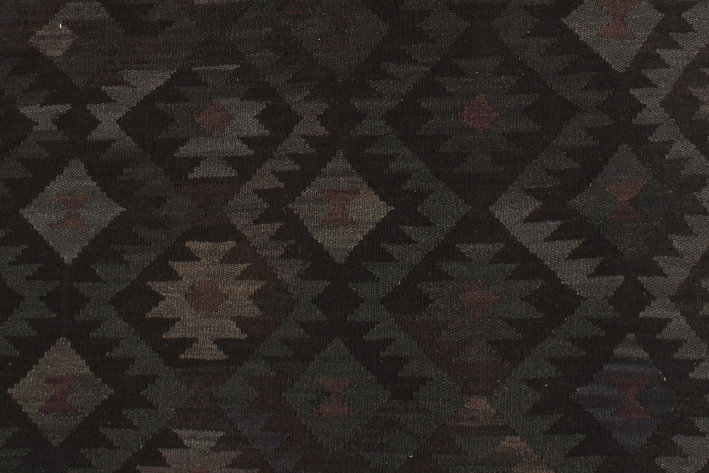handmade Modern Kilim Black Blue Hand-Woven RECTANGLE 100% WOOL area rug 6' x 10'