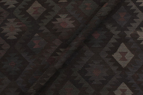 handmade Modern Kilim Black Blue Hand-Woven RECTANGLE 100% WOOL area rug 6' x 10'