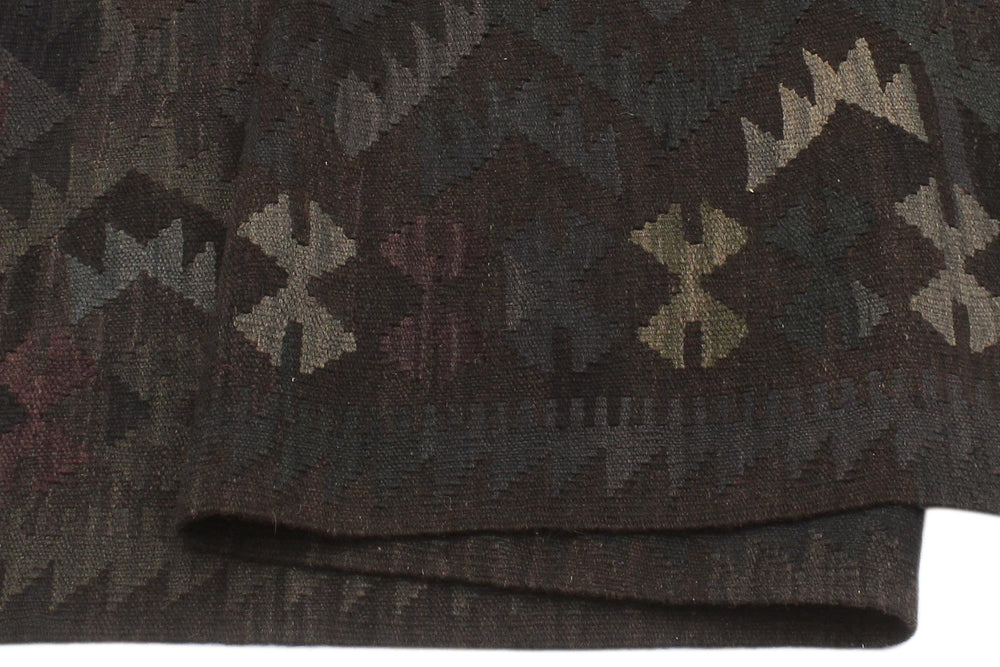 handmade Modern Kilim Black Blue Hand-Woven RECTANGLE 100% WOOL area rug 6' x 10'