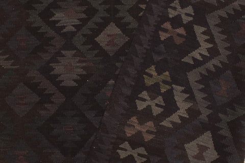 handmade Modern Kilim Black Blue Hand-Woven RECTANGLE 100% WOOL area rug 6' x 10'