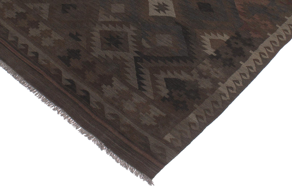 handmade Modern Kilim Brown Blue Hand-Woven RECTANGLE 100% WOOL area rug 6' x 10'