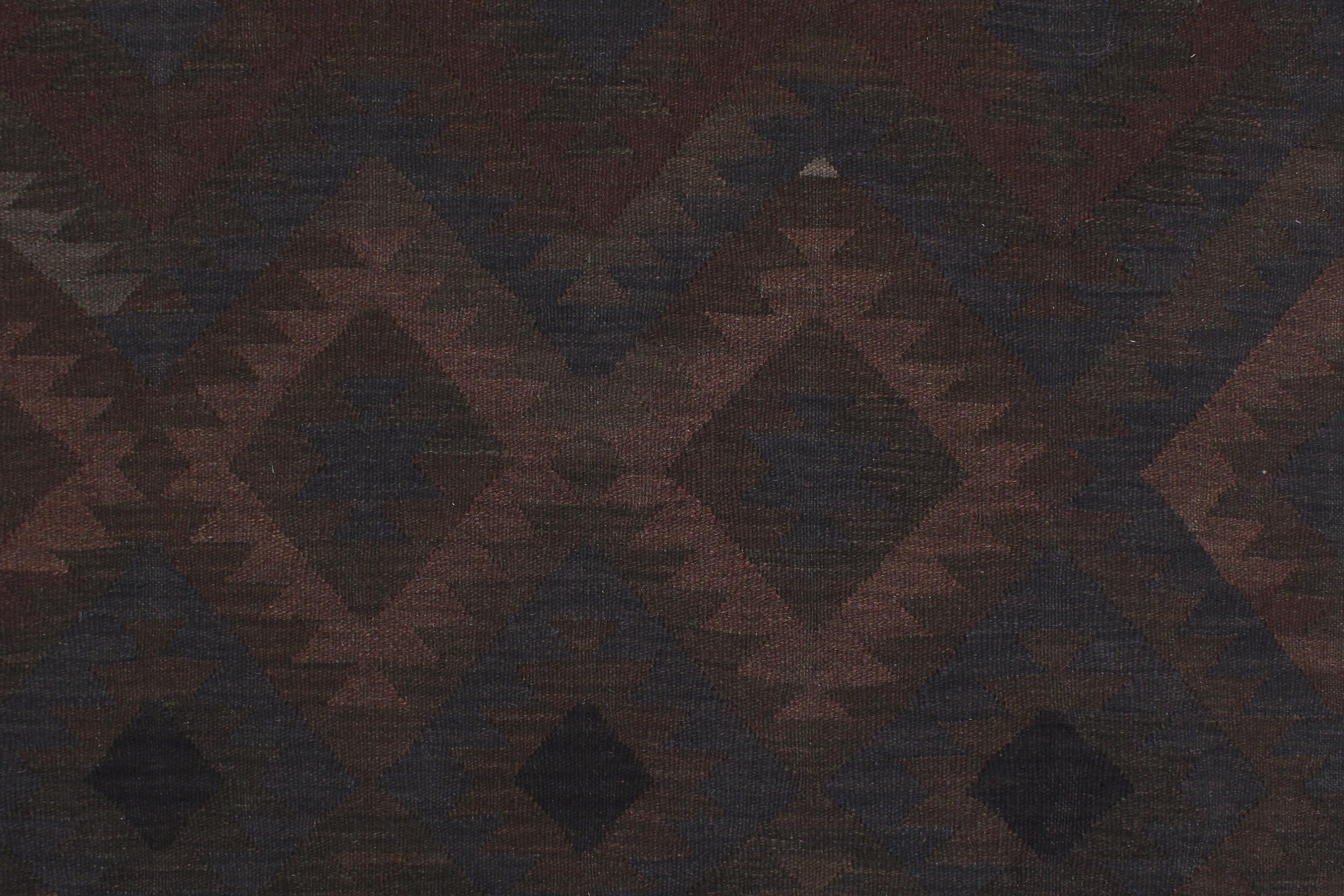 handmade Modern Kilim Brown Blue Hand-Woven RECTANGLE 100% WOOL area rug 6' x 10'