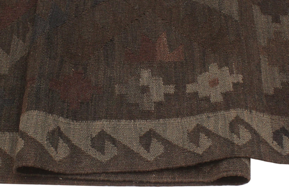 handmade Modern Kilim Brown Blue Hand-Woven RECTANGLE 100% WOOL area rug 6' x 10'