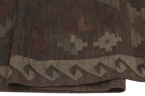 handmade Modern Kilim Brown Blue Hand-Woven RECTANGLE 100% WOOL area rug 6' x 10'