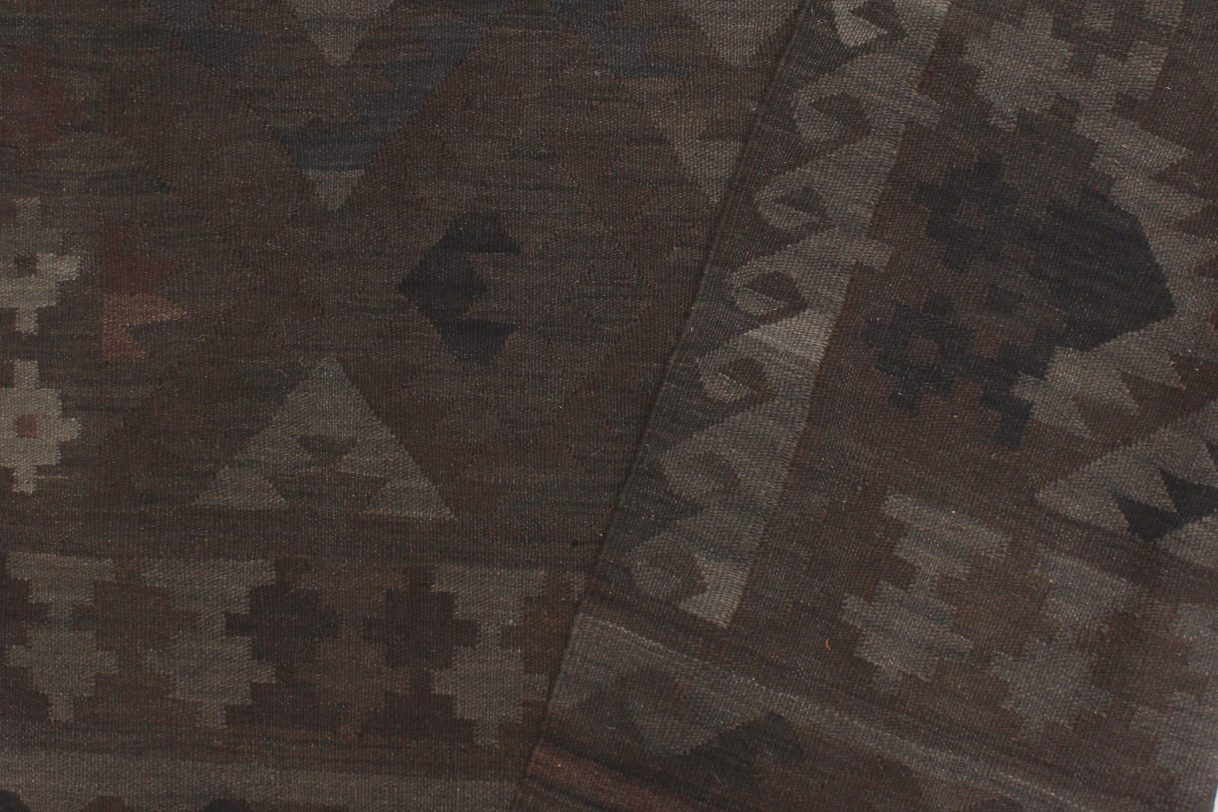 handmade Modern Kilim Brown Blue Hand-Woven RECTANGLE 100% WOOL area rug 6' x 10'