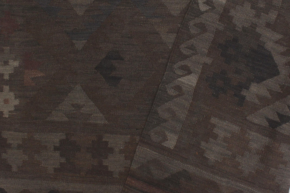 handmade Modern Kilim Brown Blue Hand-Woven RECTANGLE 100% WOOL area rug 6' x 10'