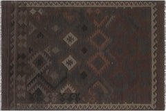 handmade Modern Kilim Brown Blue Hand-Woven RECTANGLE 100% WOOL area rug 6' x 10'