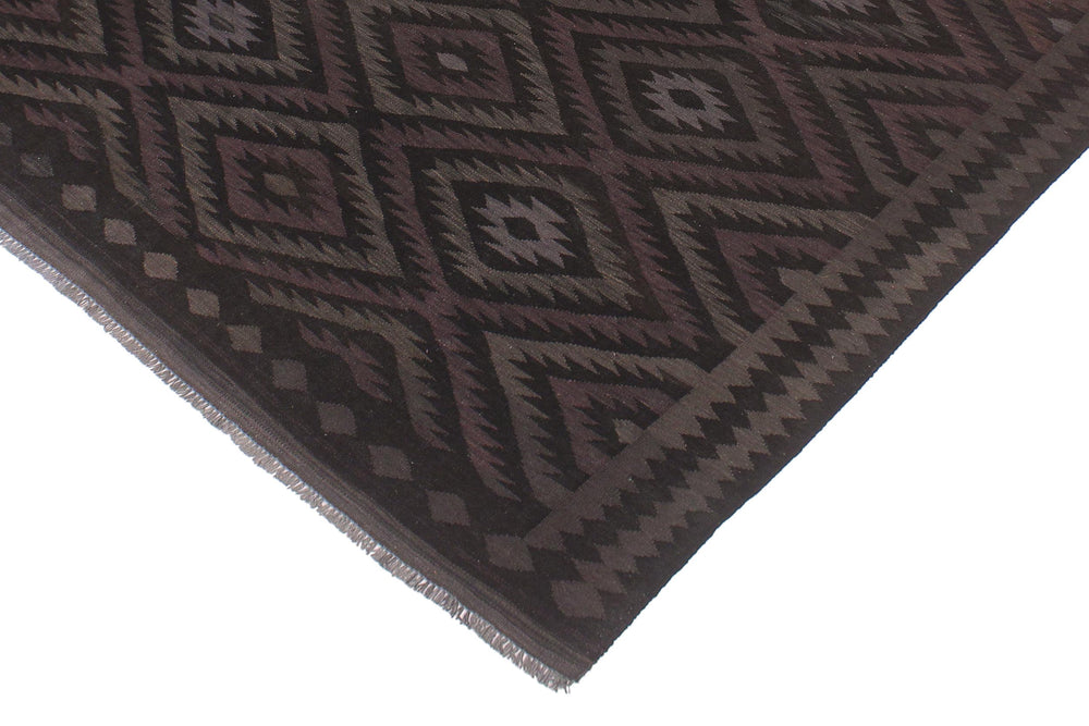 handmade Modern Kilim Black Blue Hand-Woven RECTANGLE 100% WOOL area rug 6' x 8'
