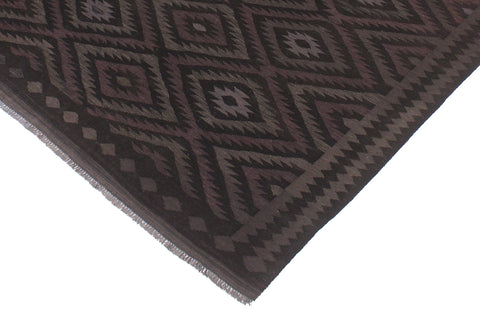 handmade Modern Kilim Black Blue Hand-Woven RECTANGLE 100% WOOL area rug 6' x 8'