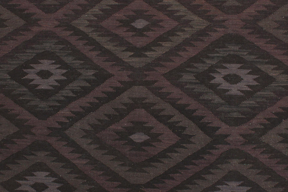 handmade Modern Kilim Black Blue Hand-Woven RECTANGLE 100% WOOL area rug 6' x 8'