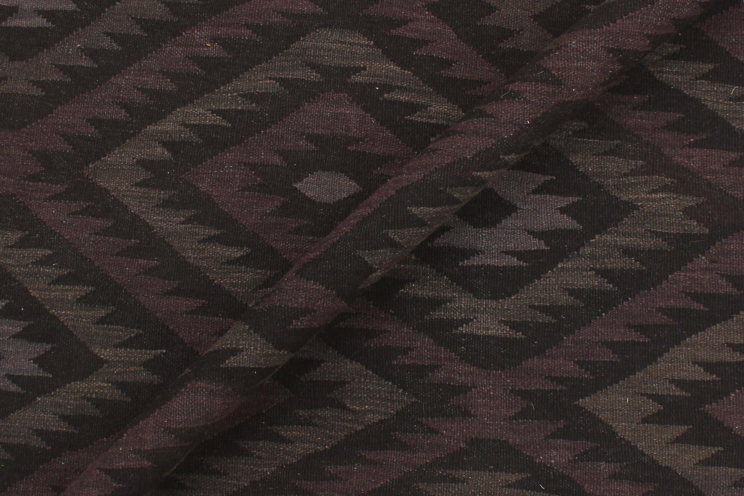 handmade Modern Kilim Black Blue Hand-Woven RECTANGLE 100% WOOL area rug 6' x 8'