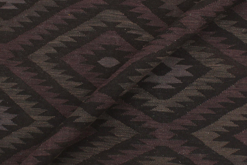 handmade Modern Kilim Black Blue Hand-Woven RECTANGLE 100% WOOL area rug 6' x 8'